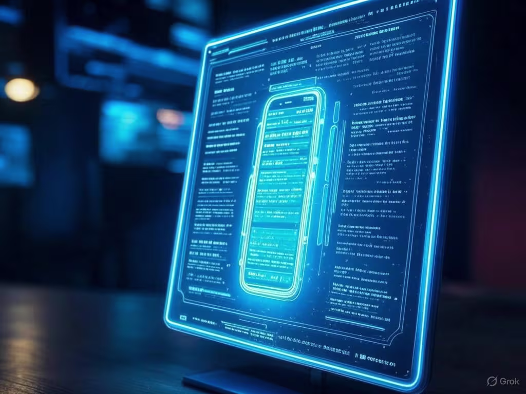 A glowing blue holographic display showcasing an AI-driven interface for music marketing and artist growth, with a focus on Spotify promotion and innovative digital strategies.